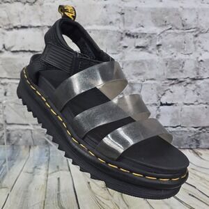 Dr. Martens Blaire Jelly Glitter Black Platform Sandals Women's 8 Chunky Strap